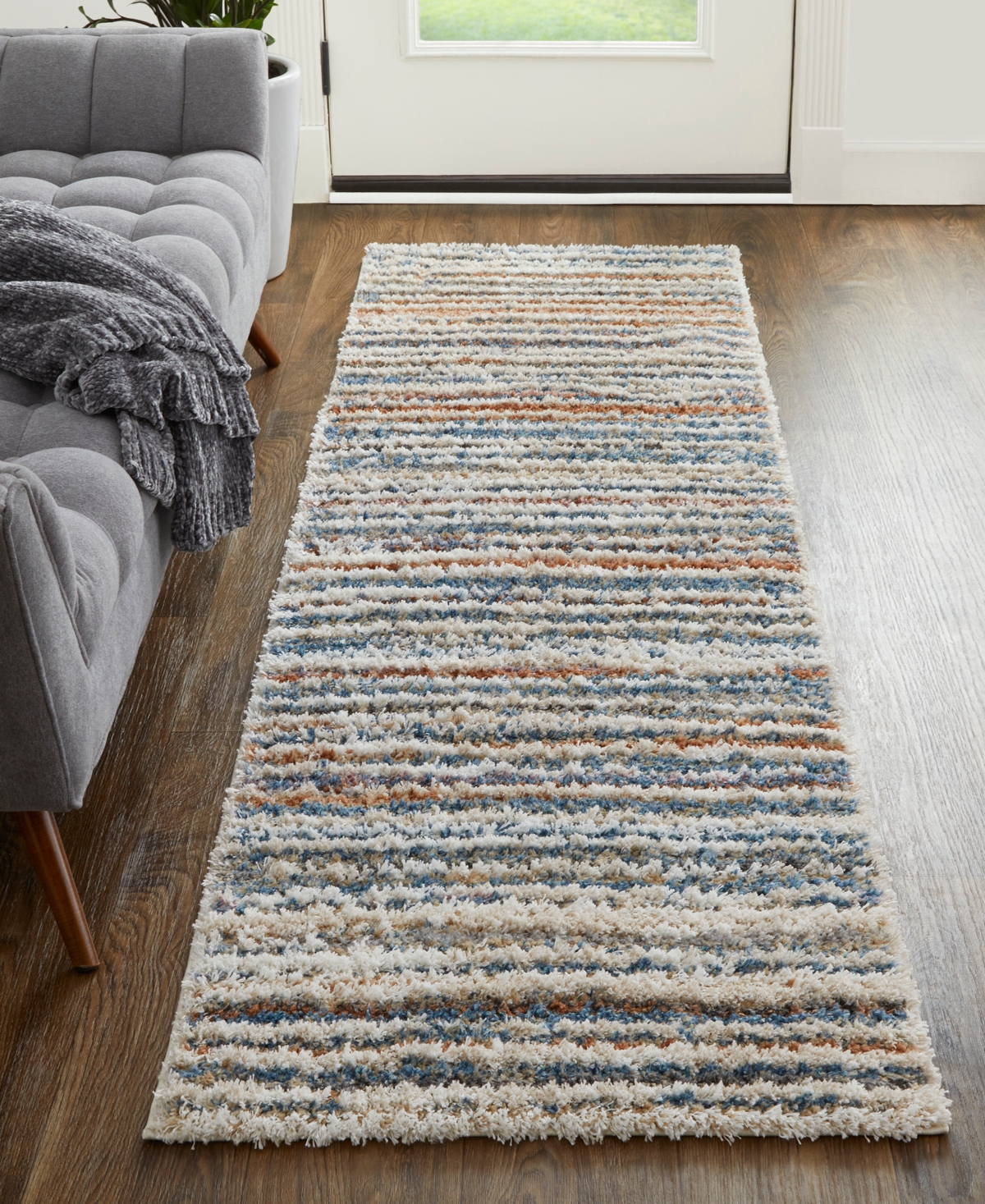 Feizy Mynka 39ief 2'6"x8' Runner Area Rug In Ivory,blue