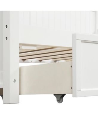 Twin Size Wood Daybed with Three Drawers – Stylish and Functional Design in White, No Box Spring Needed, Perfect for Guest Rooms or Kids' Bedrooms