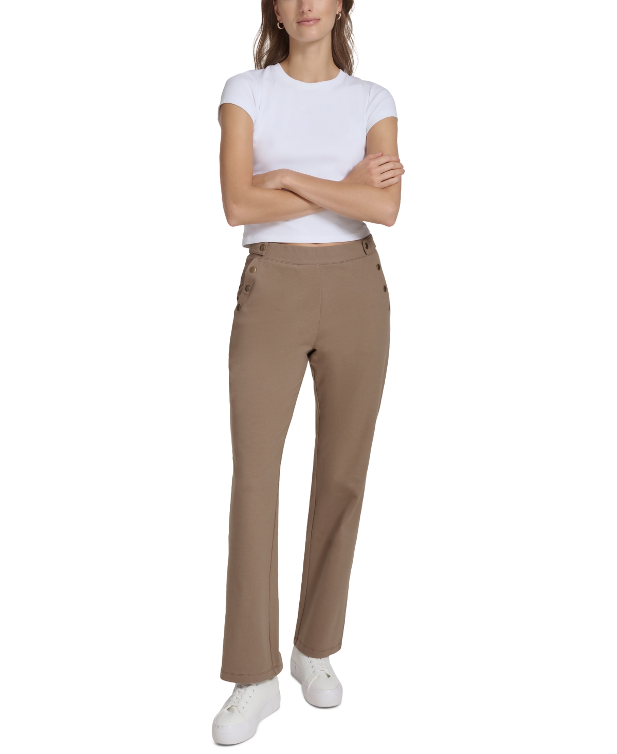 MARC NEW YORK ANDREW MARC SPORT WOMEN'S TWILL FLARE-LEG PANTS 