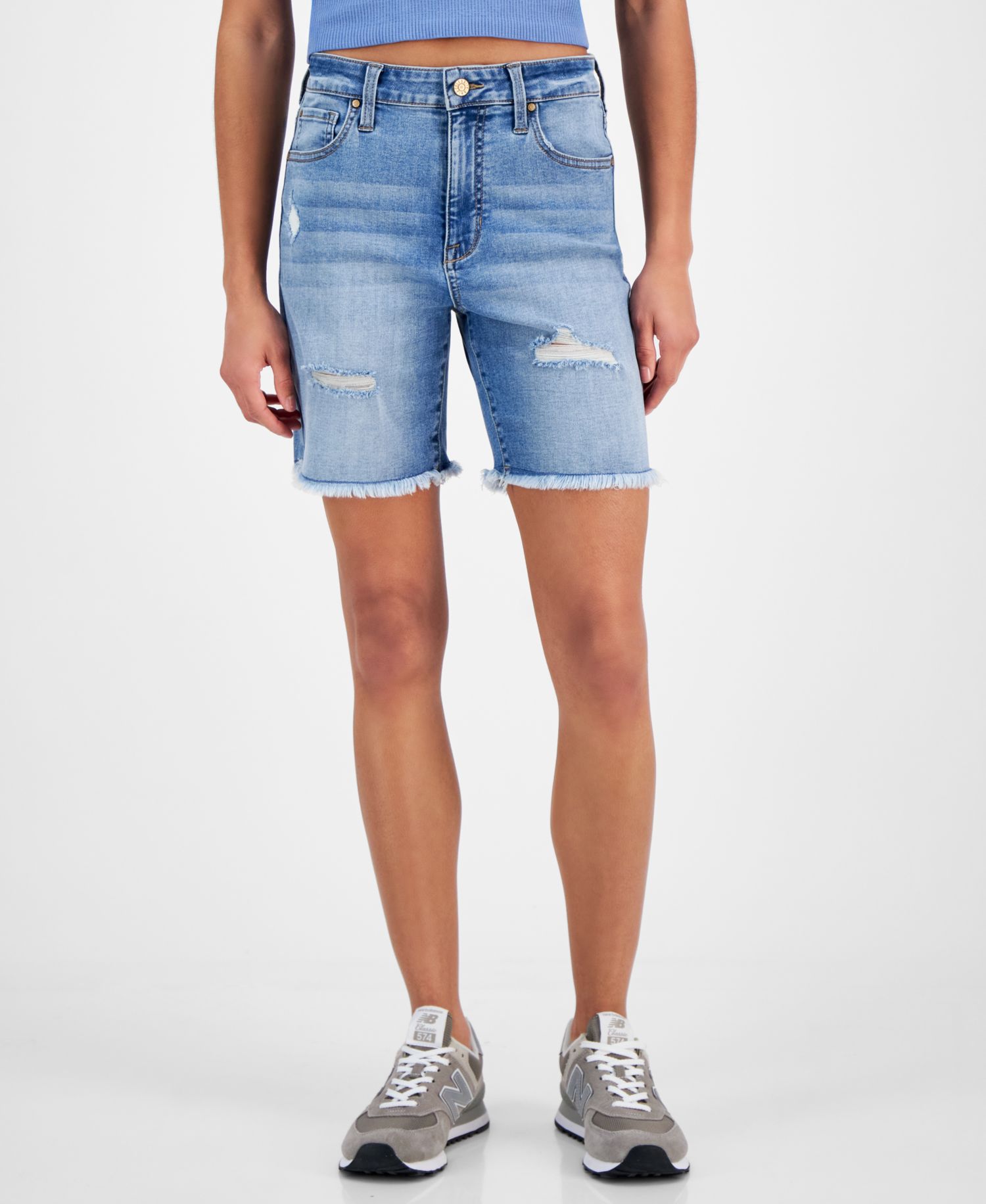 Juniors' High-Rise Bermuda Shorts