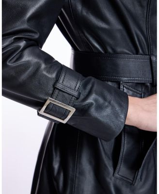 Women's Belted Leather Coat