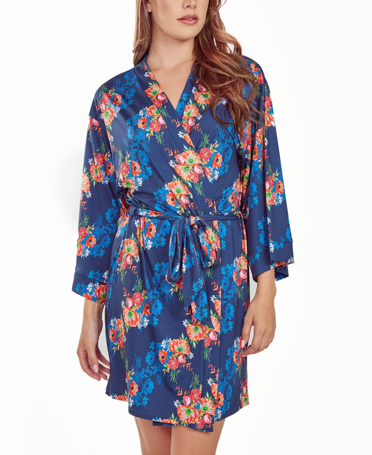 ICOLLECTION WOMEN'S FLORAL MICROFIBER ROBE 