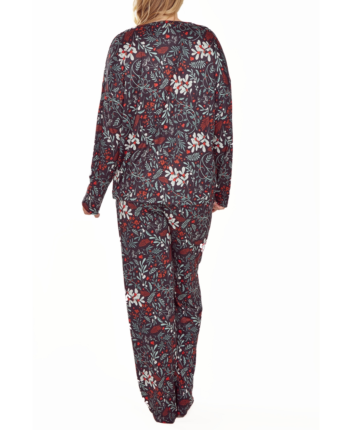 ICOLLECTION PLUS SIZE ULTRA SOFT FLORAL PRINT TOP AND PANT PAJAMA SET 
