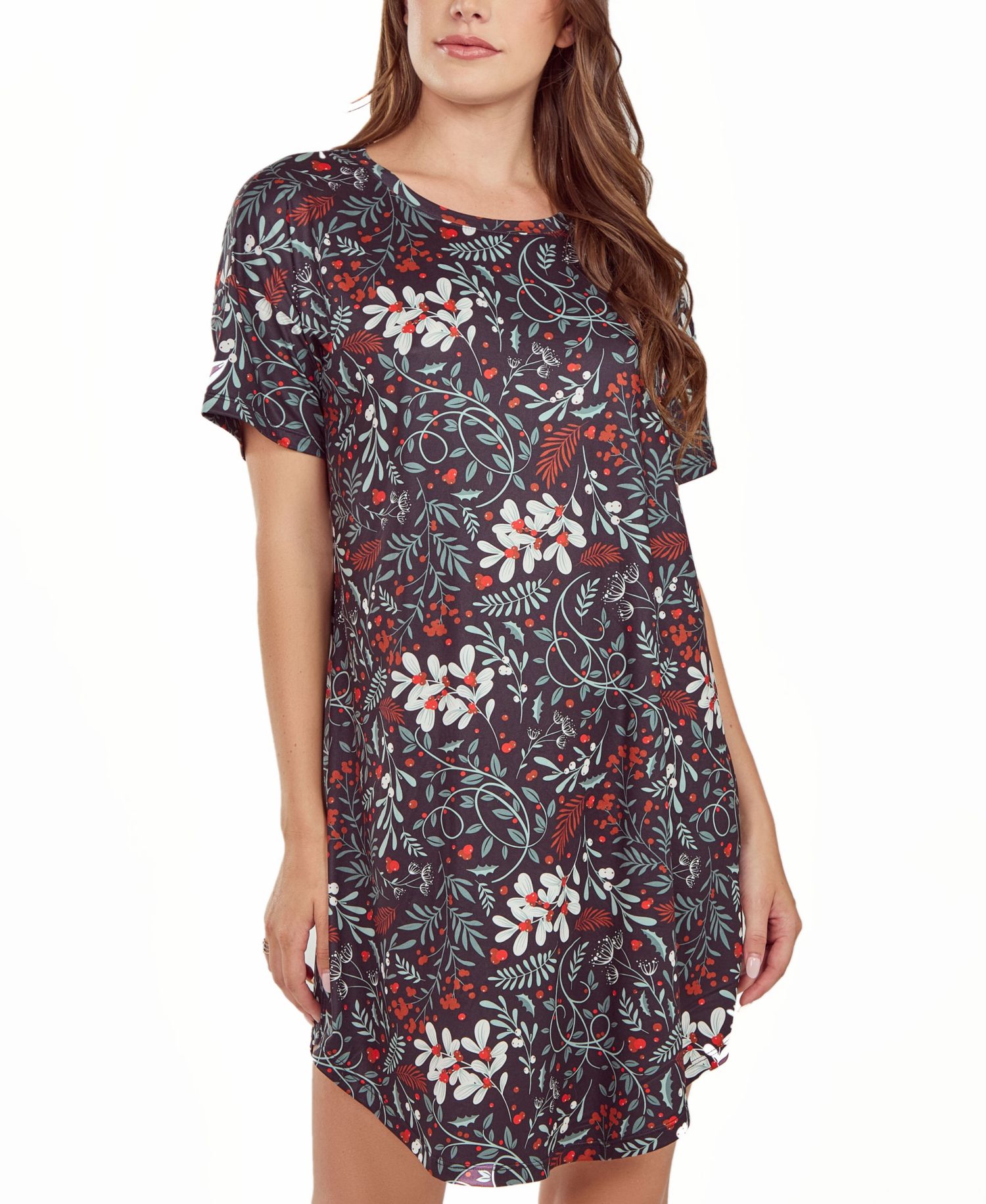 Women's Short Sleeve Ultra Soft Floral Print Sleepshirt Nightgown