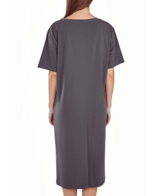 Women's Soft Knit Short Sleeve Nightgown Dress with Side Pockets