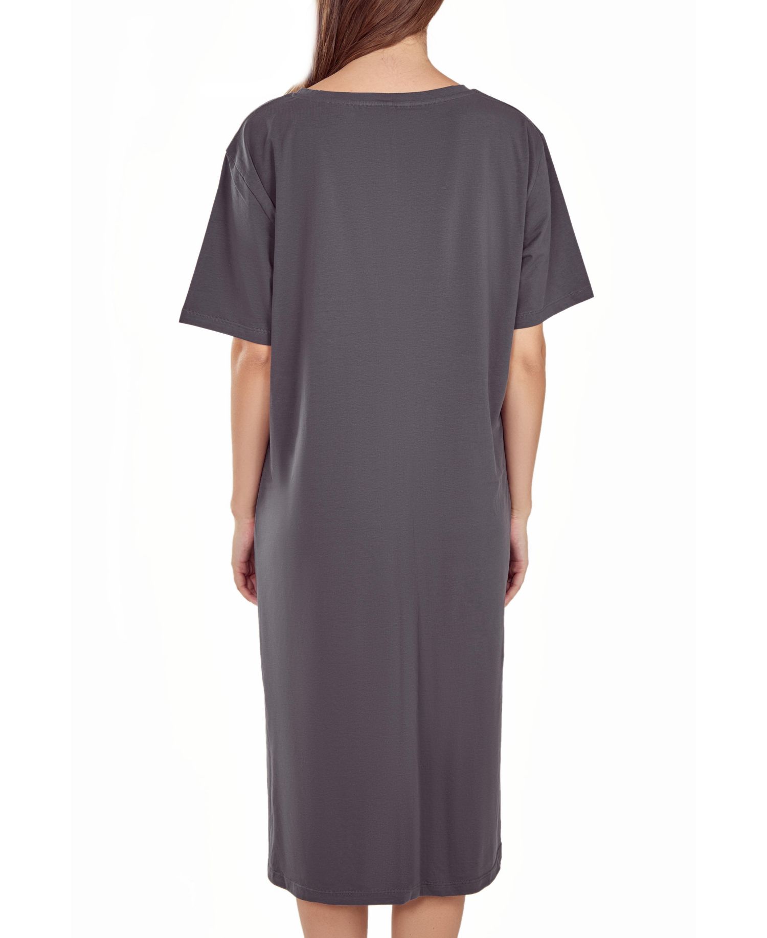 Women's Soft Knit Short Sleeve Nightgown Dress with Side Pockets