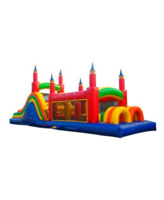 Commercial Grade 40' Rainbow Mega Inflatable Obstacle Course, 2-Pack (Red/Yellow/Blue)