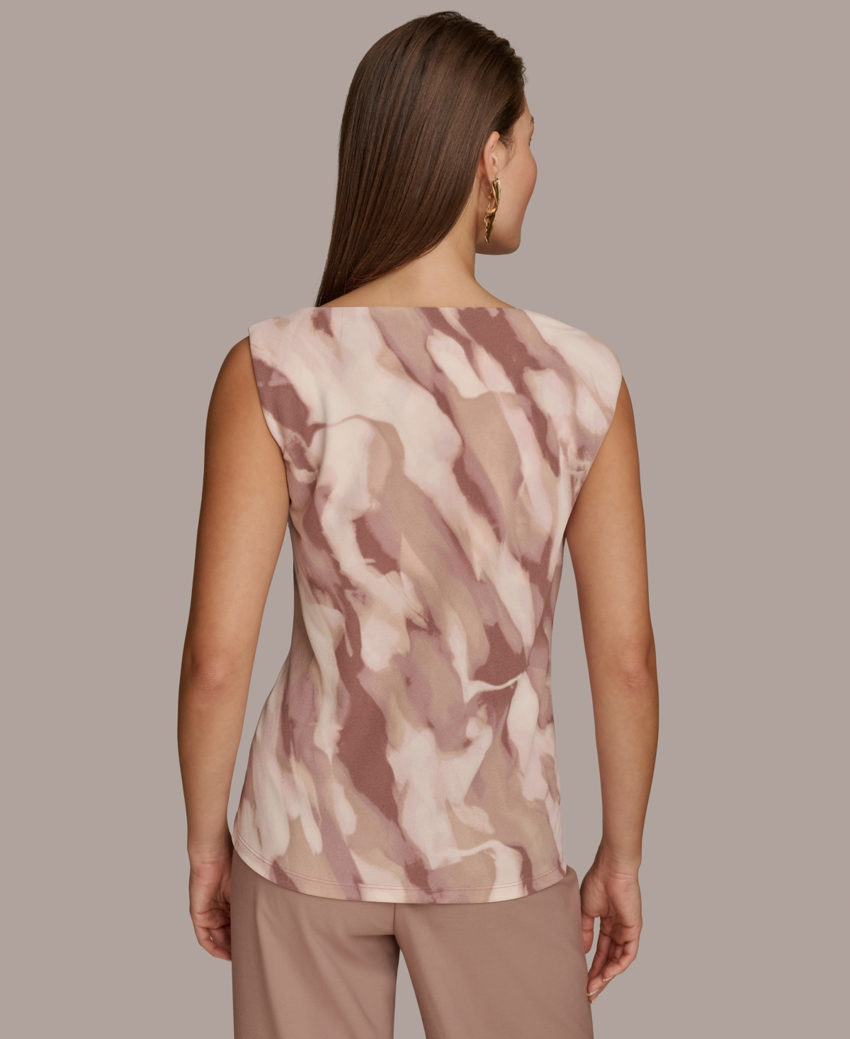 Donna Karan New York Women's Sleeveless Printed Twist-Shoulder Top