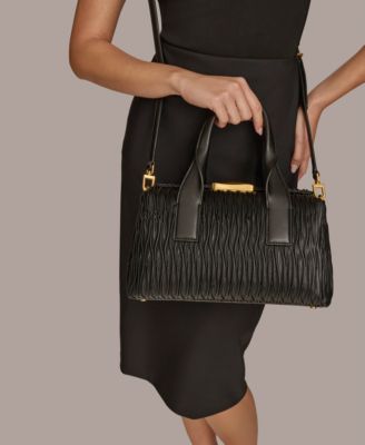 Amagansett Soft-Rolled Pleated Satchel with Sculpted Magnet Closure