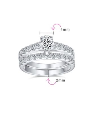 1CT Pear Cubic Zirconia Cocktail Statement Ring with Pave Band Sterling Silver