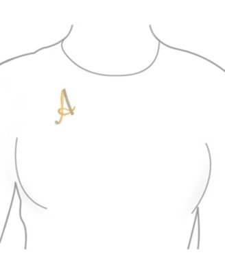 Large Statement ABC Pave Crystal Letters Initial Scarf Lapel Pin Brooch Yellow Gold Plated