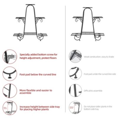 Multilayer 6 Tier Plant Stand Metal Flower Rack Stand Display Holder Garden