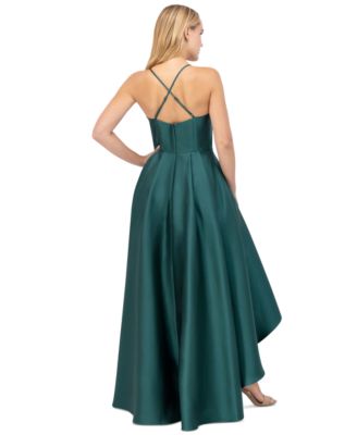 Women's Beaded-Bodice Pleated High-Low Gown