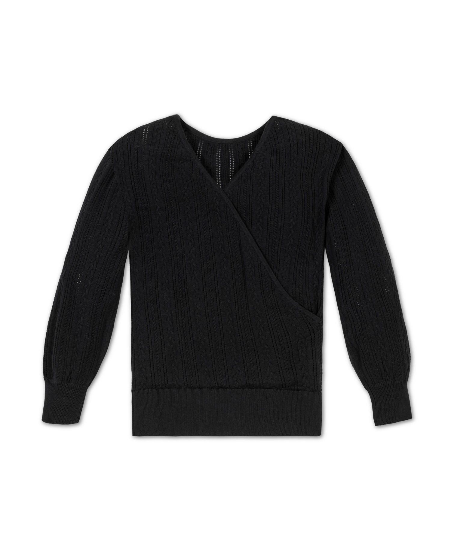 Women's Hope and Henry Long Sleeve Reversible Cable Wrap Sweater