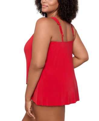 Plus Size Razzle Dazzle Asymmetrical-Drape Tankini Top