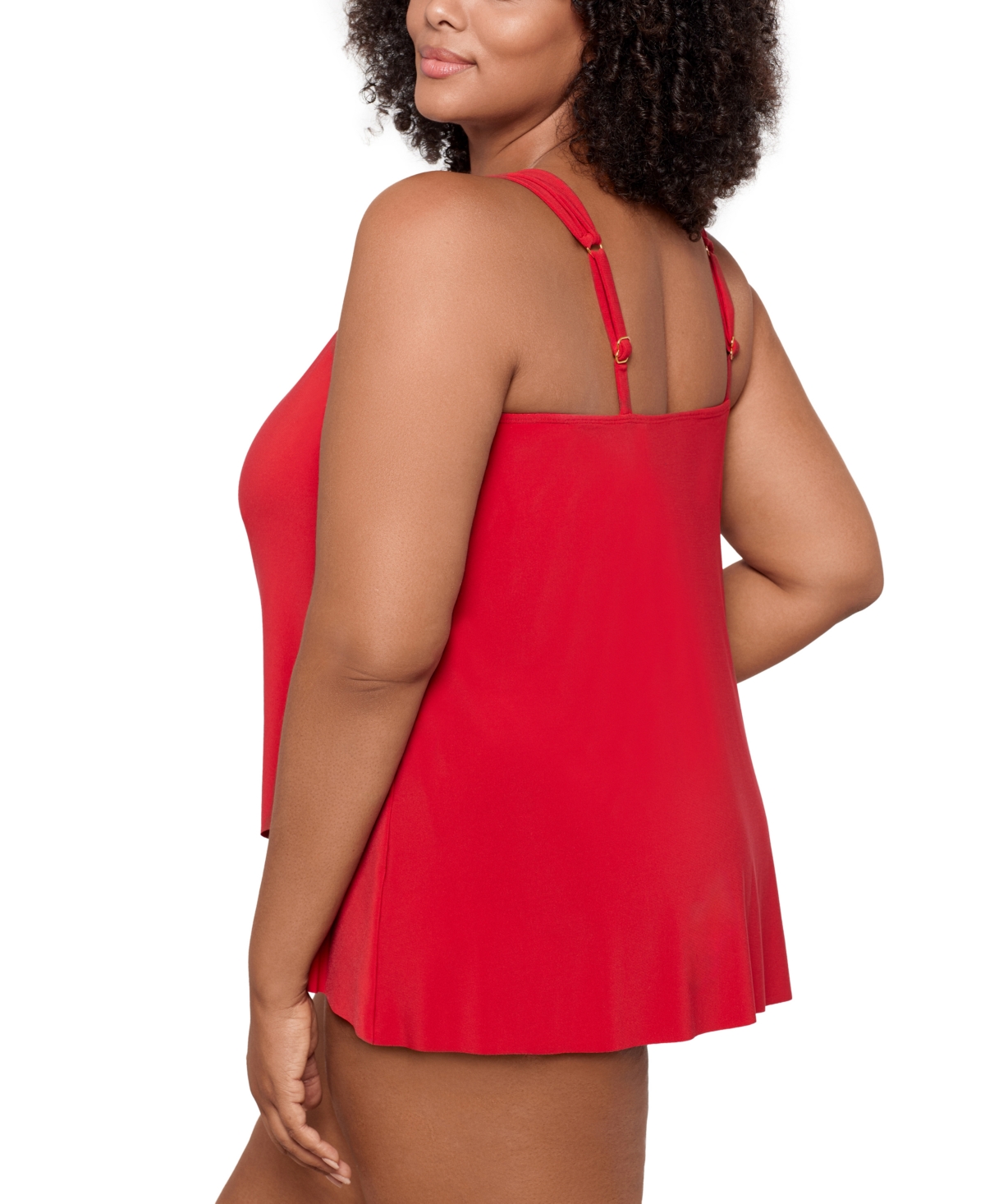 Miraclesuit Plus Size Razzle Dazzle Asymmetrical-drape Tankini Top In Cayenne