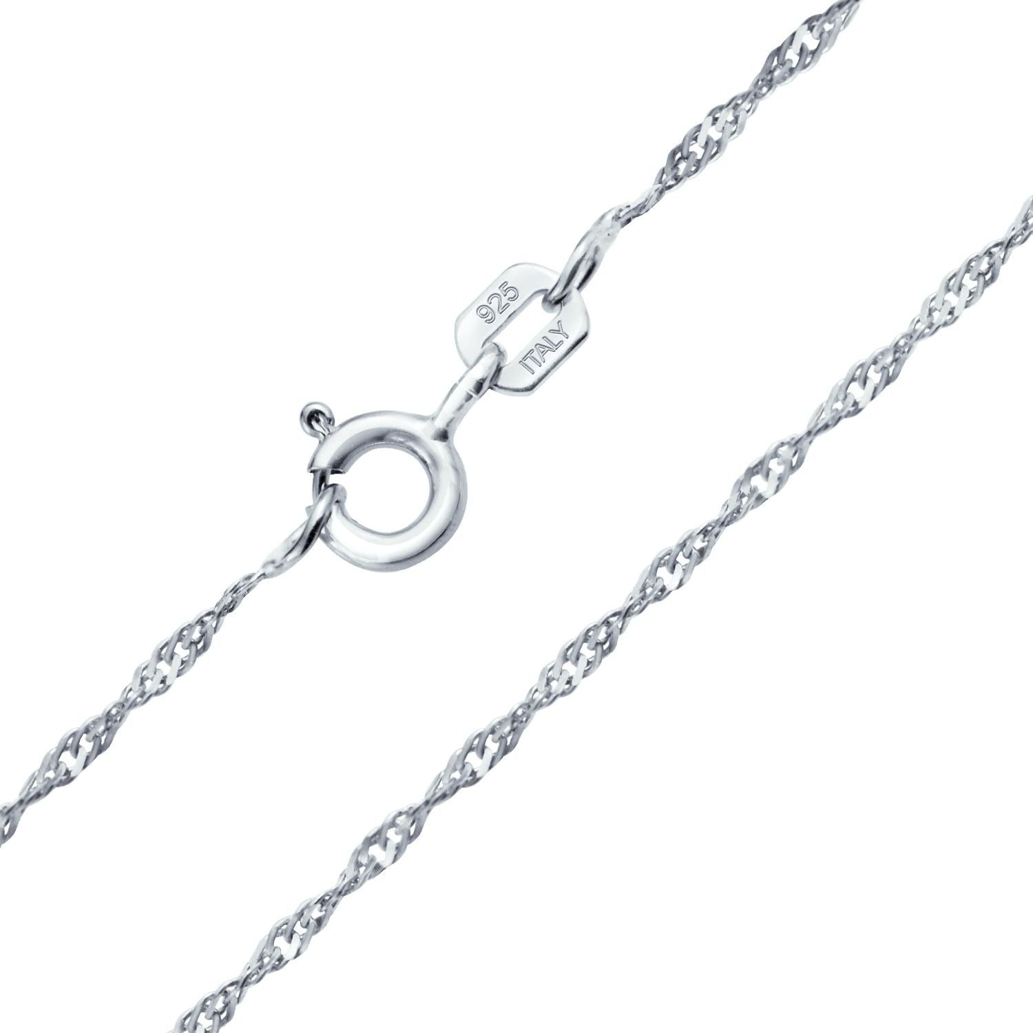 Thin 1.5MM 925 Sterling Silver Twist Rope Singapore Chain Link Necklace 18"
