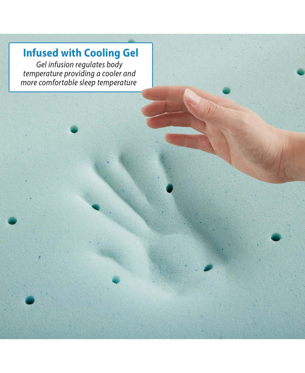 Clara Clark 2” Memory Foam Mattress Topper, Ventilated Design Infused with Cooling Gel - -pastel Blue