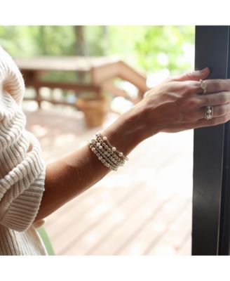 Freshwater Pearl and Non-Tarnishing  6mm Gold-Filled Ball Stretch Bracelet