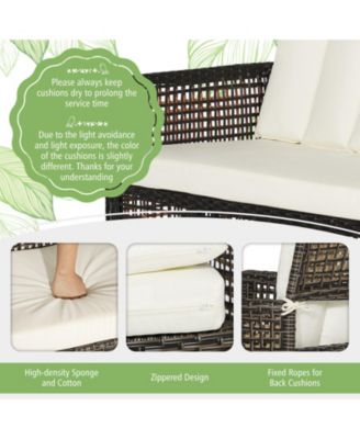 4 Pieces Patio Rattan Furniture Set with 2-Tier Coffee Table