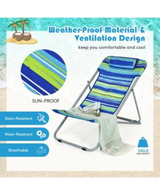 Portable Beach Chair Set of 2 with Headrest