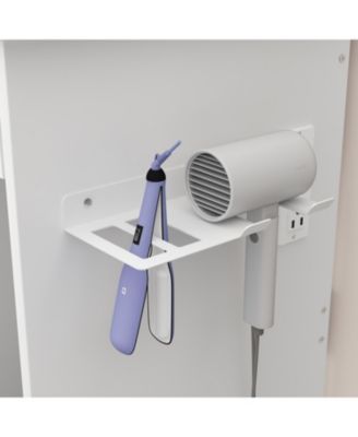 5-Drawers White Makeup Vanity Sets Dressing Table Sets With Stool, LED Lighted Mirror, Power Strip and Hair Dryer Holder