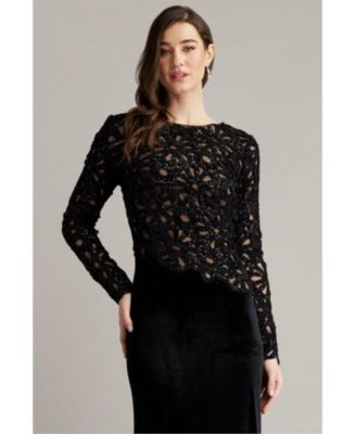 優雅な一着★TADASHI SHOJI Sinnott Chenille 刺繍ガウン Sinnott Chenille Embroidered Gown | Tadashi Shoji