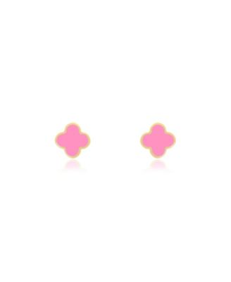 Mini Bubblegum Pink Clover Stud Earrings