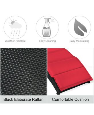 Foldable Patio Lounge Chair with Cushion for Backyard