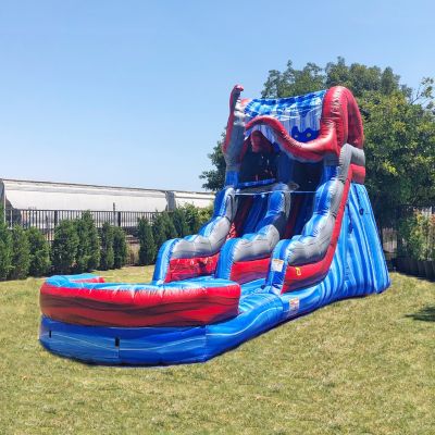 15  Ocean Battle Tall Water Slide with Detachable Deep Pool, Big Kids and Adults, Commercial Grade, Outdoor Backyard Water Park, Indoor Use, Summer Fun, Blow Up Inflatable (with Blower)