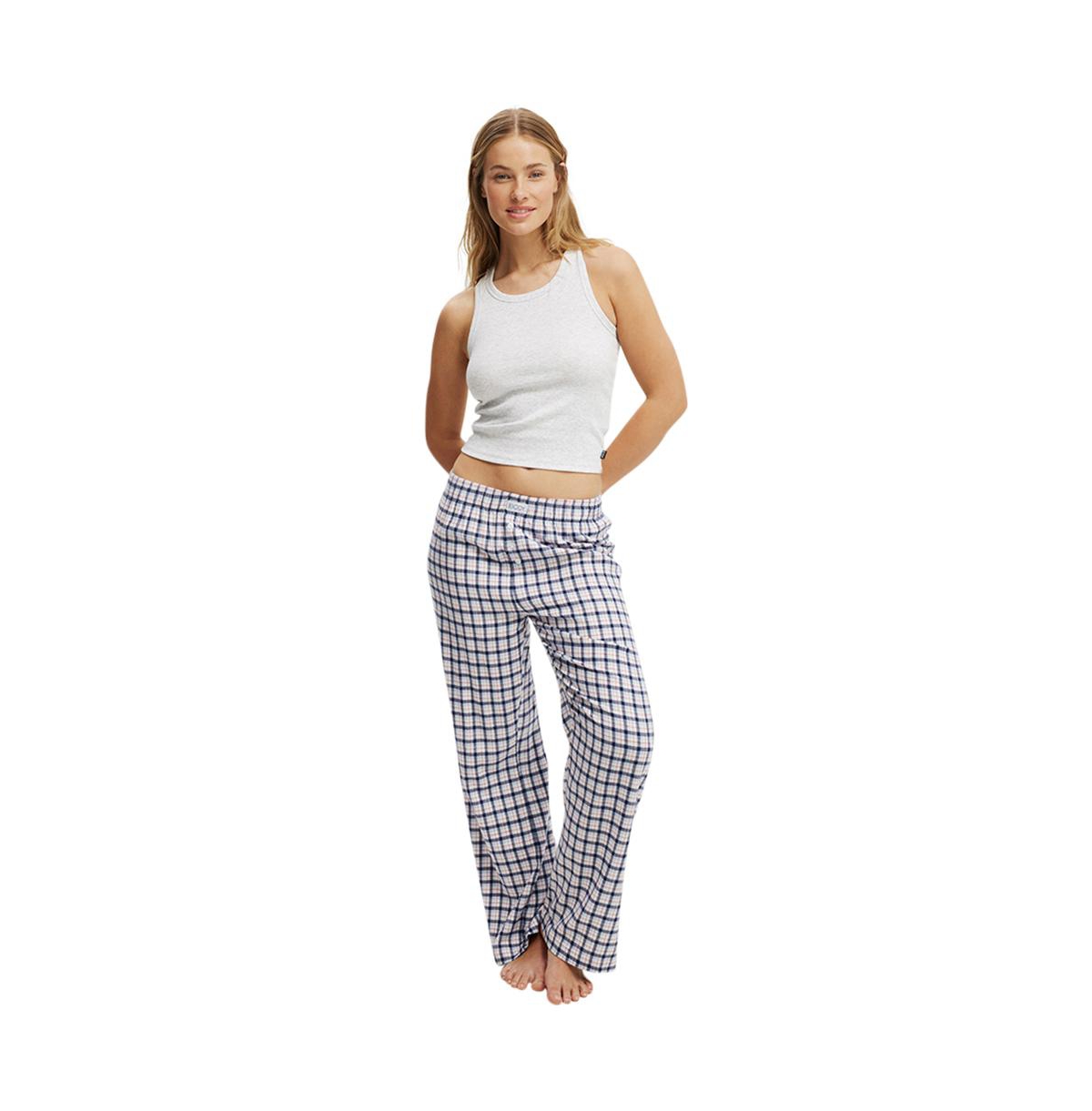 Cotton On Women's Flannel Boyfriend Boxer Pant -blue