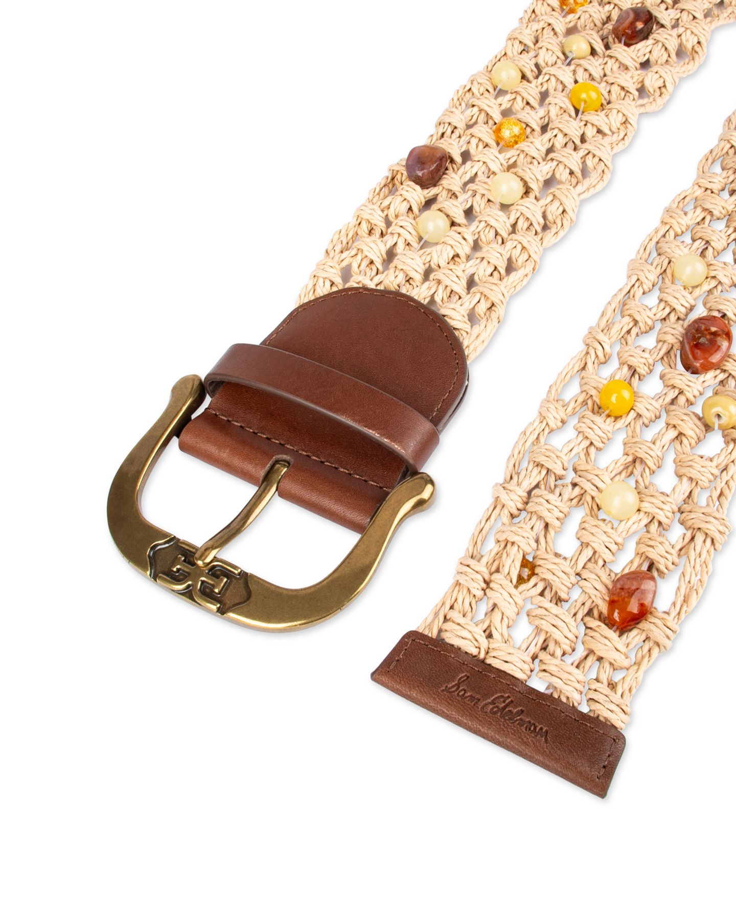 Женский ремень Sam Edelman Wide Beaded Macrame Belt, цвет: Натуральный — фото 3