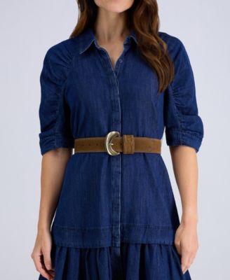 Women's Wide Width Double-E Loop Casual Leather Belt