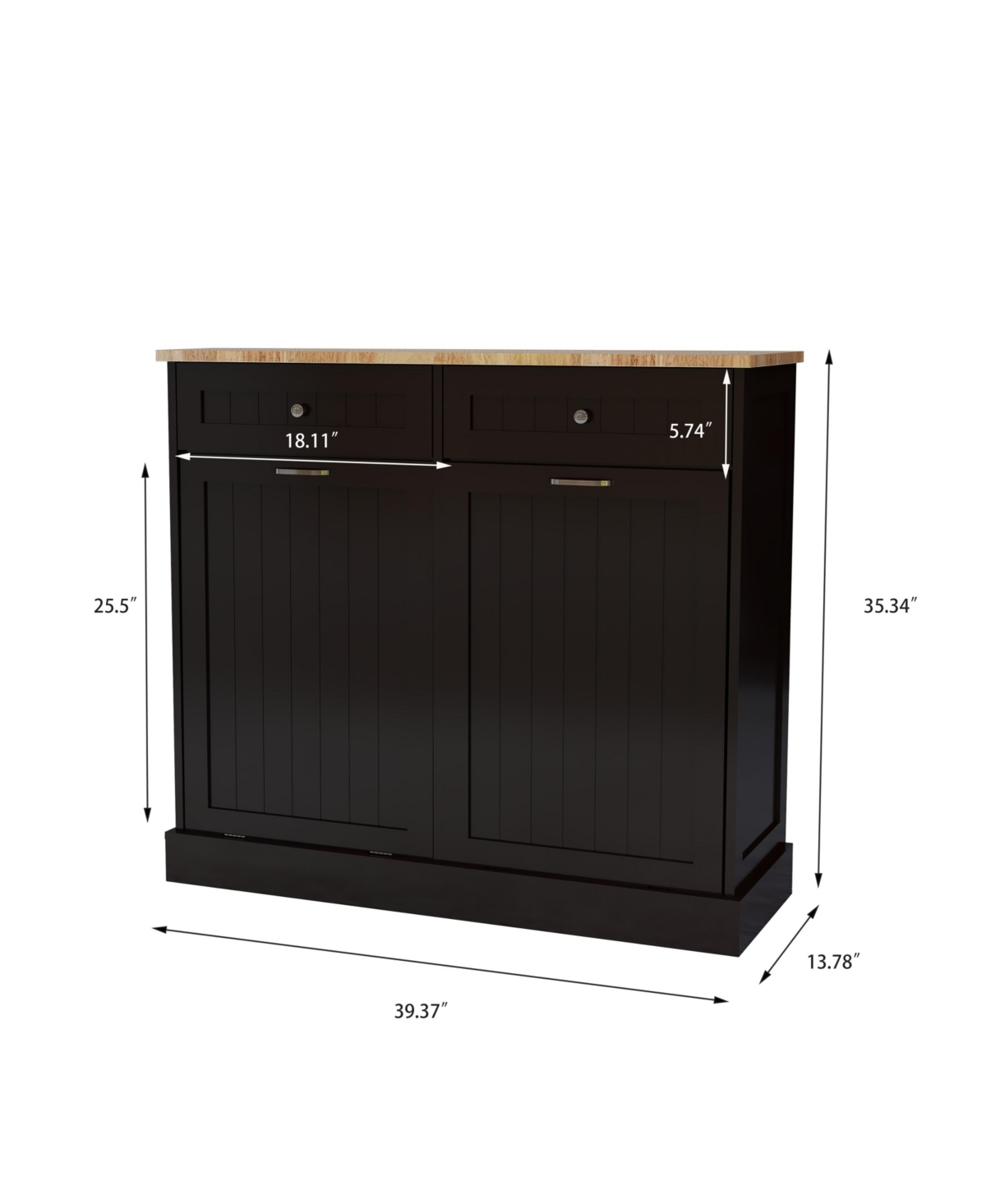 SlickblueKitchen Trash Cabinet - Two Drawers & Tilt-Out Trash Compartment - Black