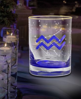 Aquarius Zodiac Double Old-Fashioned Glass, Set of 2