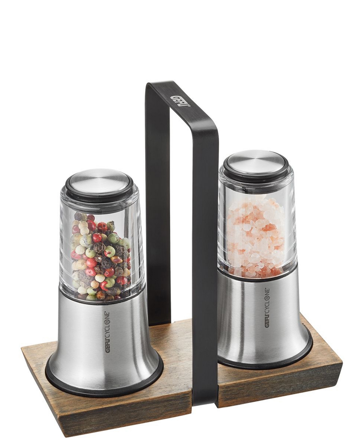 Gefu Stainless Steel With Ceramic Grinder Satin Finish Small Salt And Pepper Mill Set In Silver