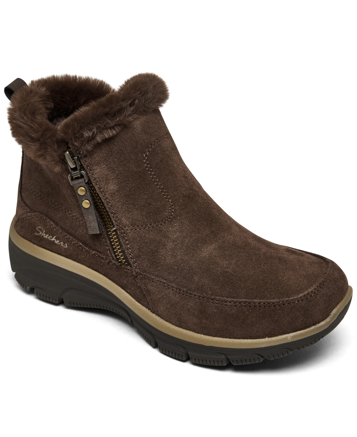 Women's Relaxed Fit: Easy Going - Cool Zip Winter Boots from Finish Line - Chocolate