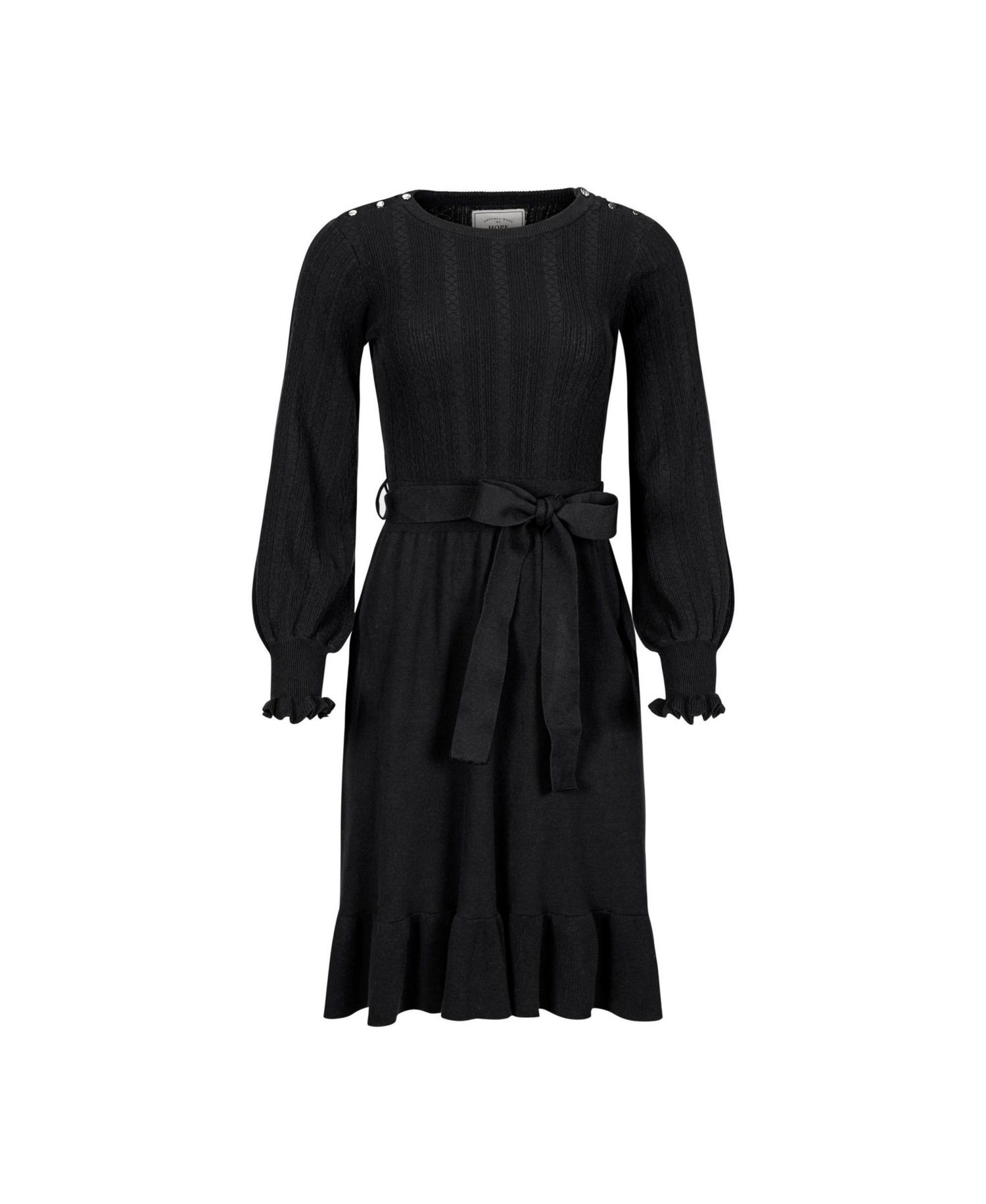 Women's Hope and Henry Organic Long Sleeve Flounce Edge Cable Sweater Dress