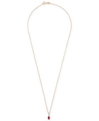 2-Pc. Set Lab-Created Ruby (3/4 ct. t.w.) & Diamond (1/20 ct. t.w.) Emerald-Cut Pendant Necklace & Ring in 14k Gold-Plated Sterling Silver