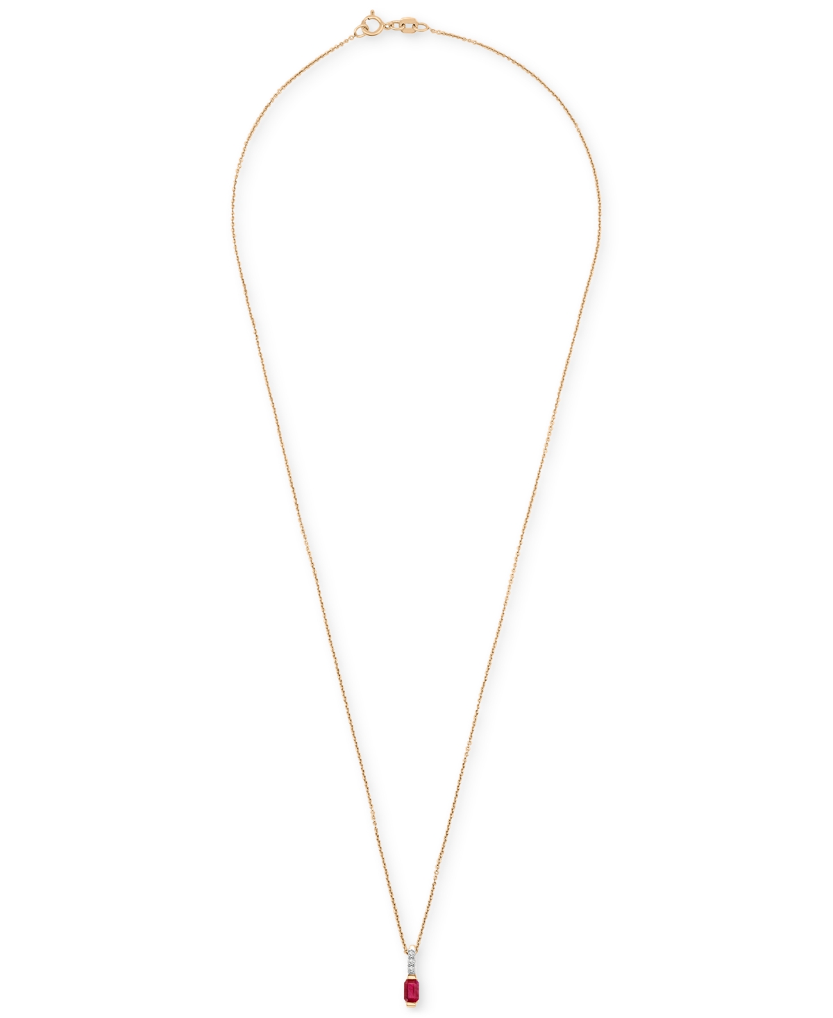 MACY'S 2-PC. SET LAB-CREATED RUBY (3/4 CT. T.W.) & DIAMOND (1/20 CT. T.W.) EMERALD-CUT PENDANT NECKLACE & R 
