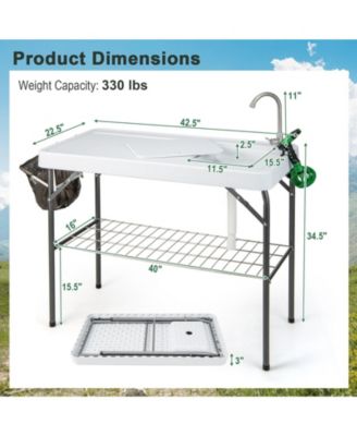Portable Camping Fish Cleaning Table with Grid Rack and Faucet