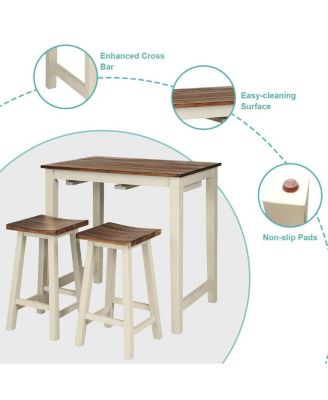 Counter Height Pub Table with 2 Saddle Bar Stools