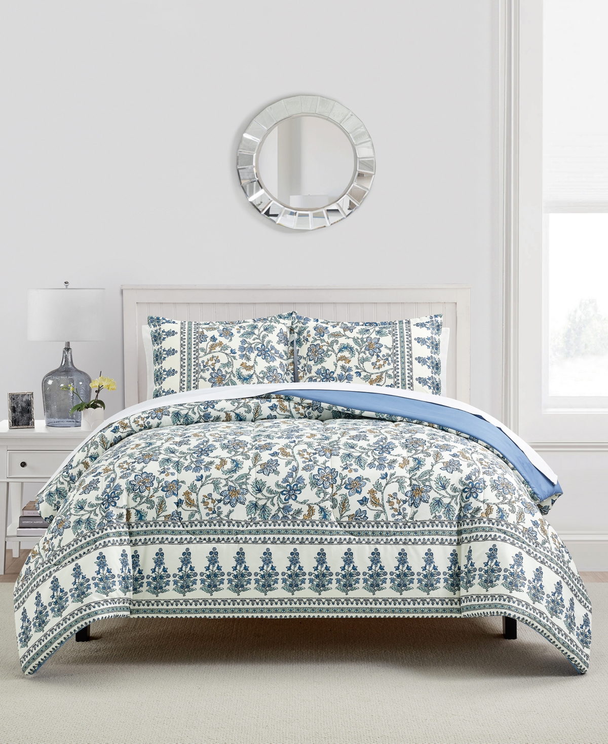 Sunham Jasmine Floral-print 3-pc. Comforter Sets In Blue