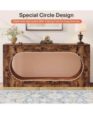 Console Table, 63-Inch Narrow Sofa Entryway Table with 2-Tier Storage Shelf, Wood Hallway Behind Couch Table for Living Room, Rustic Brown