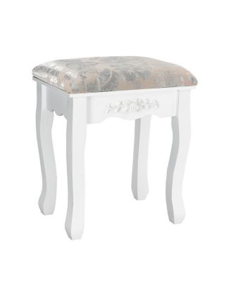 Vanity Table Set with Oval Mirror and 4 Drawers