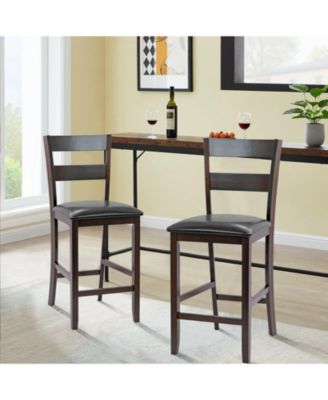 2-Pieces Upholstered Bar Stools Counter Height Chairs with PU Leather Cover