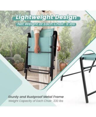 Patio Dining Chair Set of 2 with Armrests and Metal Frame