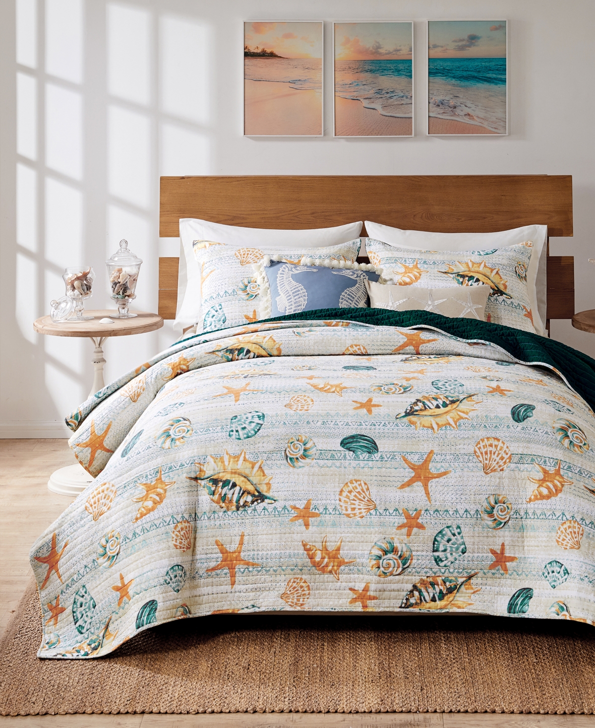 Macy's Kona Coastal Paradise Reversible 2-pc. Quilt Set, Twin/twin Xl In Ocean