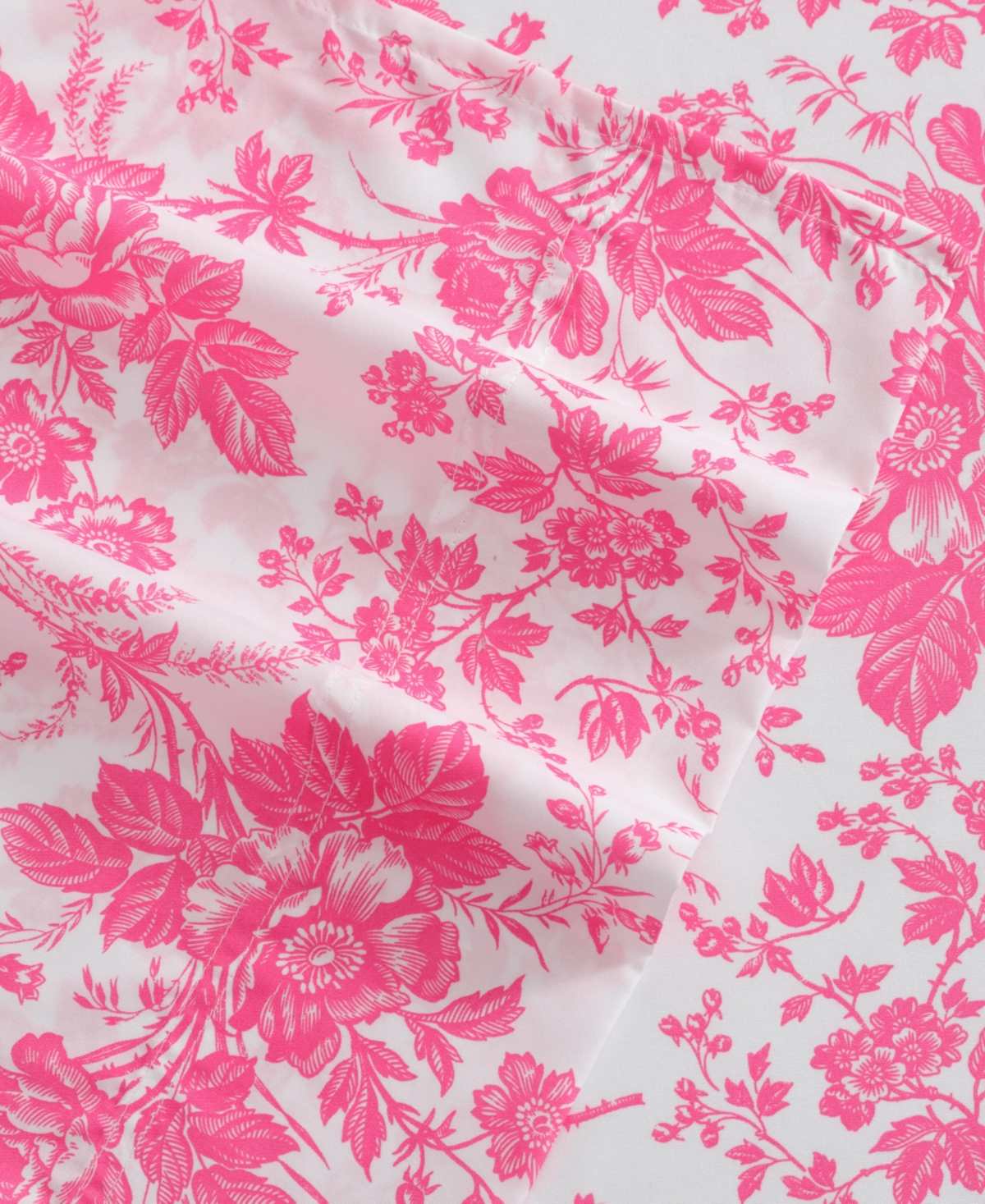 Betsey Johnson Printed Microfiber 4 Piece Sheet Set, Queen In Hot Pink Toile