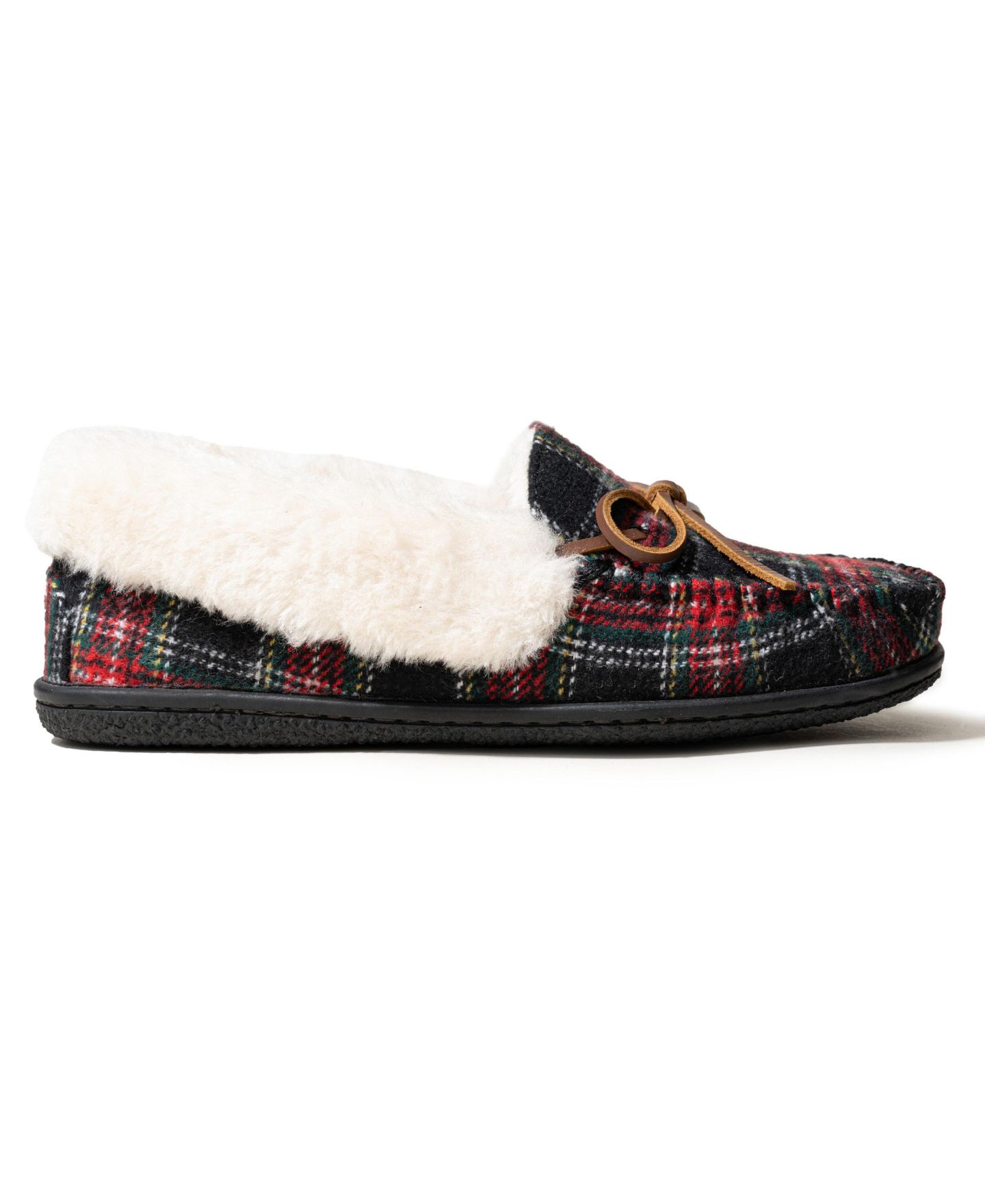 Женские тапочки Minnetonka Camp Collar Moc Slipper, цвет: Чёрный клетчатый — фото 2